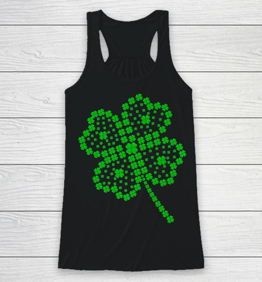 Great Lucky Four Leaf Clover St Patrick's Day Matching Family Racerback Tank