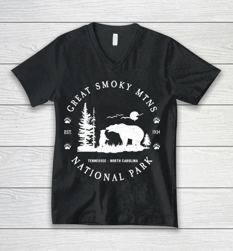 Great Smoky Mountains National Park Est 1934 Unisex V-Neck T-Shirt