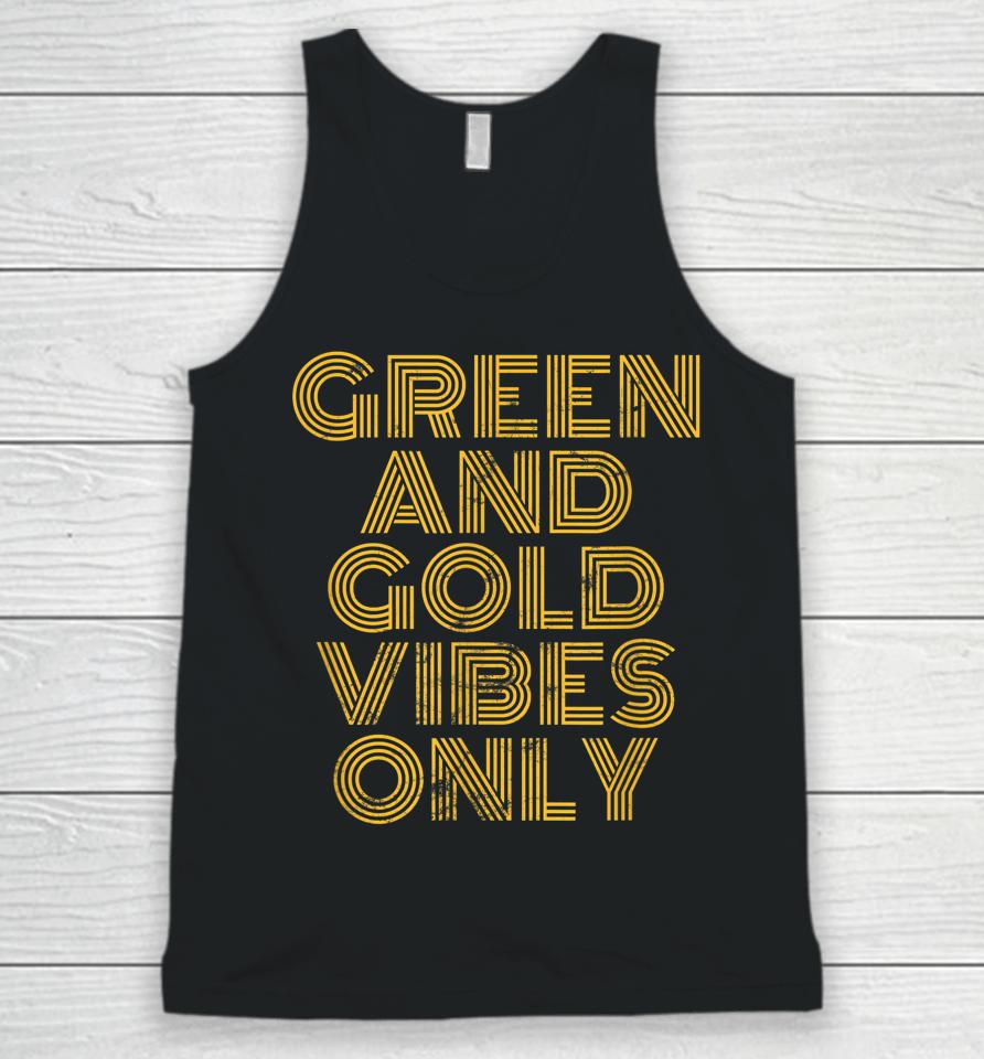 Green And Gold Vibes Only High School Football Game Team 70S Unisex Tank Top