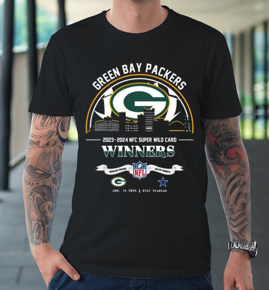 Green Bay Packers 2023 2024 Nfc Super Wild Card Winners Skyline Nfl Playoffs Divisional January 14 2024 Premium T-Shirt