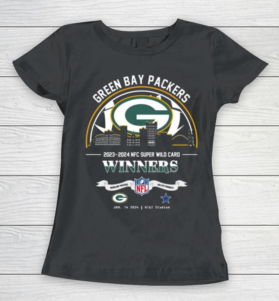 Green Bay Packers 2023 2024 Nfc Super Wild Card Winners Skyline Nfl Playoffs Divisional January 14 2024 Women T-Shirt
