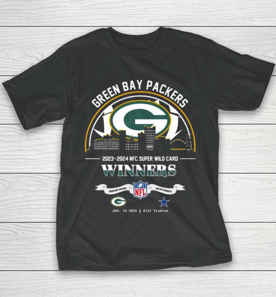 Green Bay Packers 2023 2024 Nfc Super Wild Card Winners Skyline Nfl Playoffs Divisional January 14 2024 Youth T-Shirt