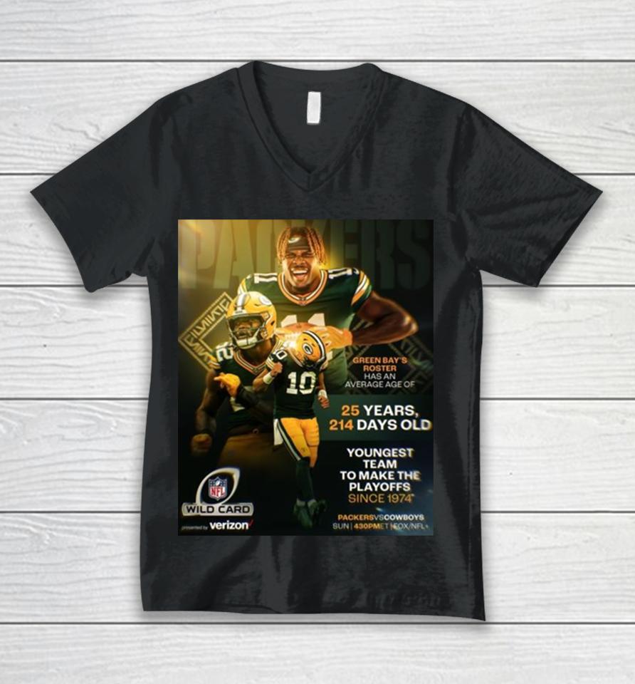 Green Bay Packers Are The Youngest Team To Make The Nfl Playoffs Since 1974 Unisex V-Neck T-Shirt