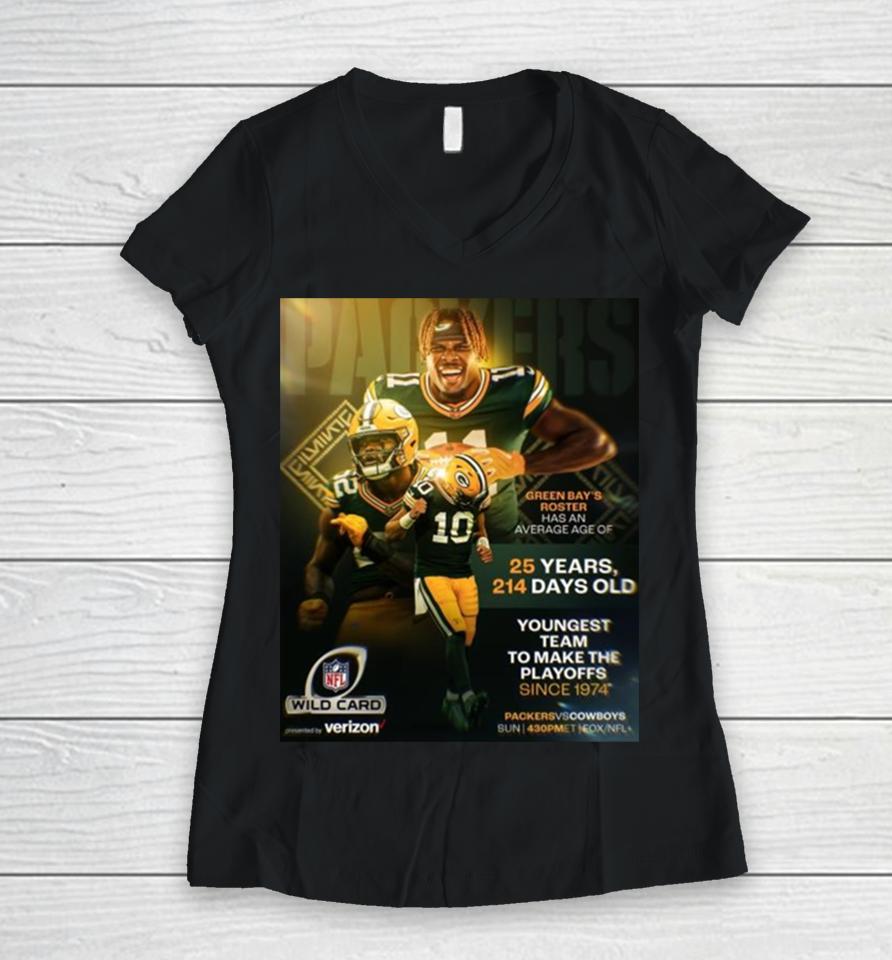 Green Bay Packers Are The Youngest Team To Make The Nfl Playoffs Since 1974 Women V-Neck T-Shirt
