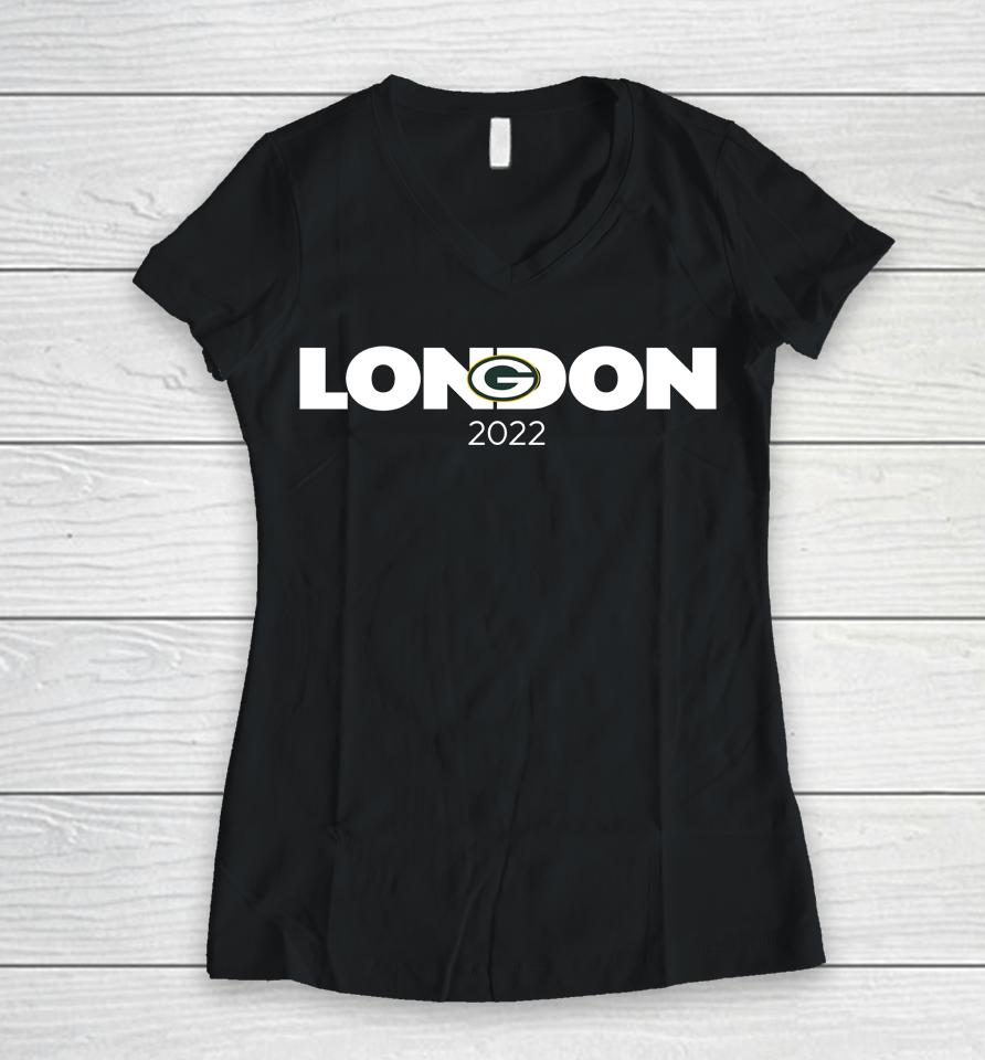 Green Bay Packers London 2022 Women V-Neck T-Shirt