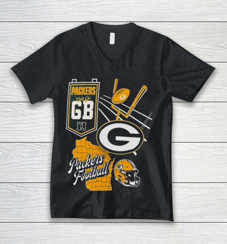 Green Bay Packers Split Zone Unisex V-Neck T-Shirt