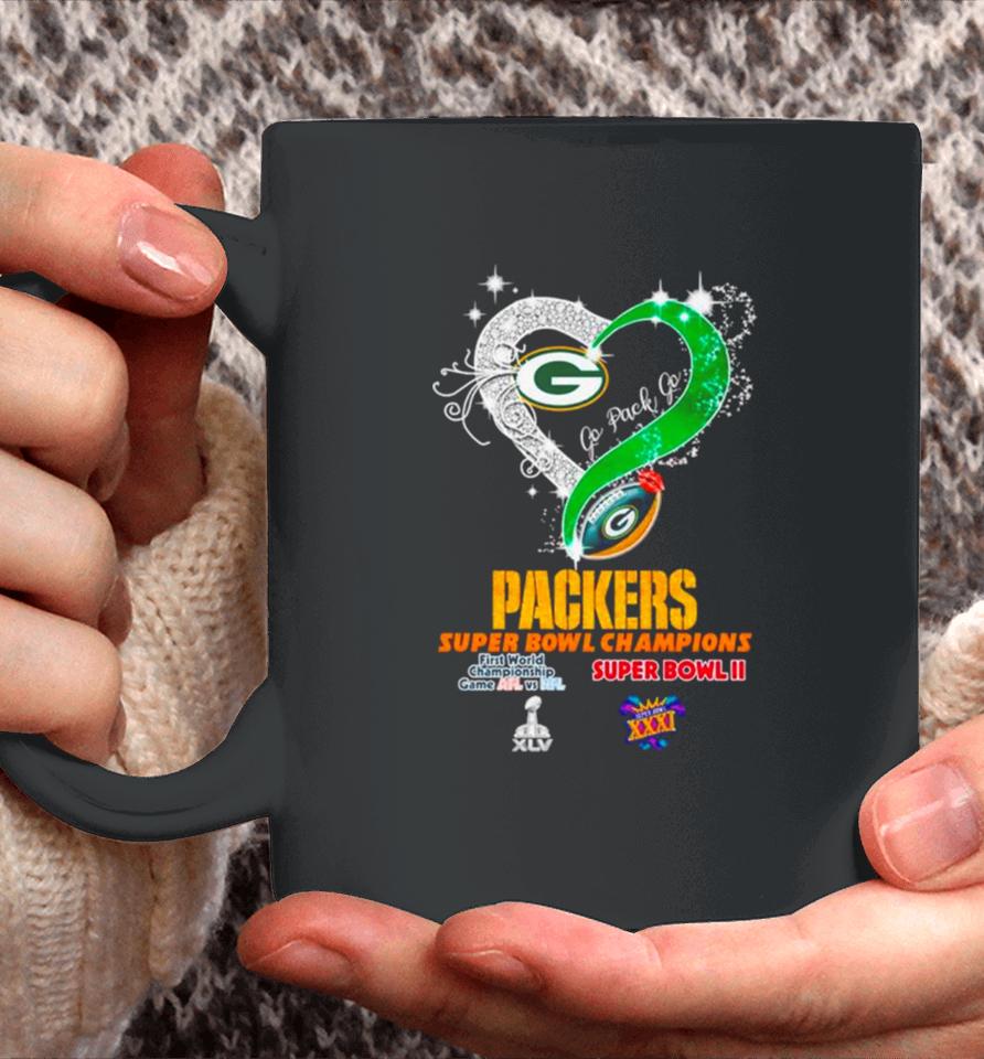 Green Bay Packers Super Bowl Champions Heart Go Pack Go Coffee Mug