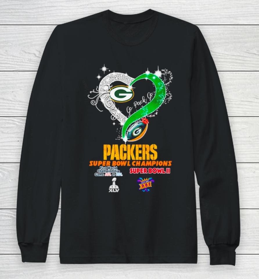 Green Bay Packers Super Bowl Champions Heart Go Pack Go Long Sleeve T-Shirt