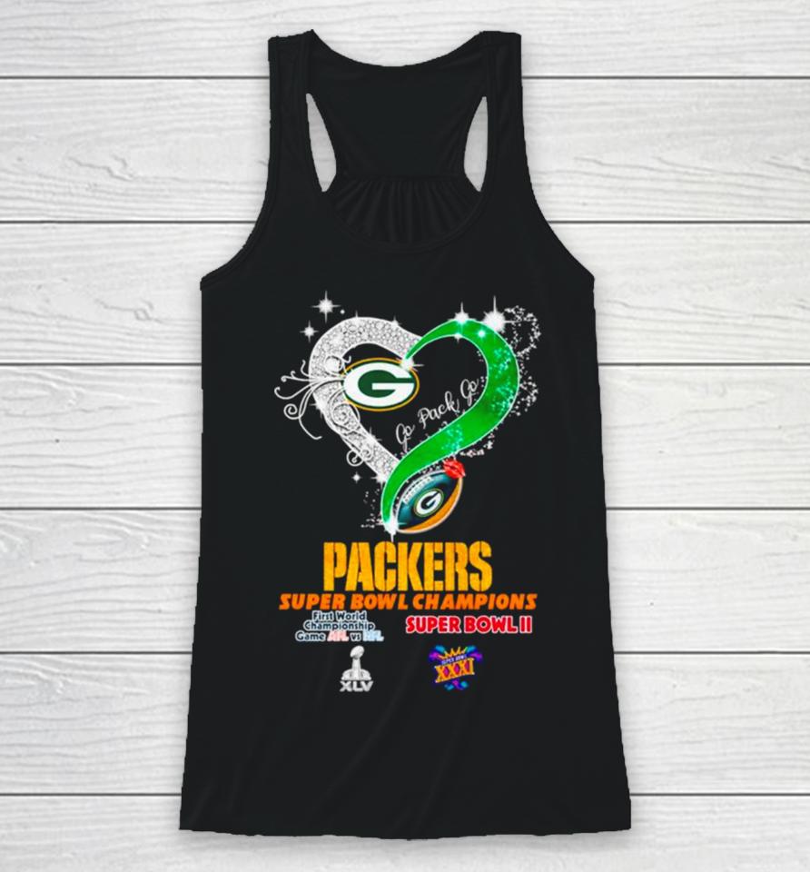 Green Bay Packers Super Bowl Champions Heart Go Pack Go Racerback Tank