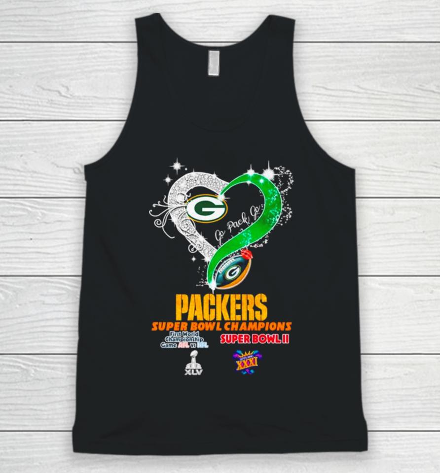 Green Bay Packers Super Bowl Champions Heart Go Pack Go Unisex Tank Top