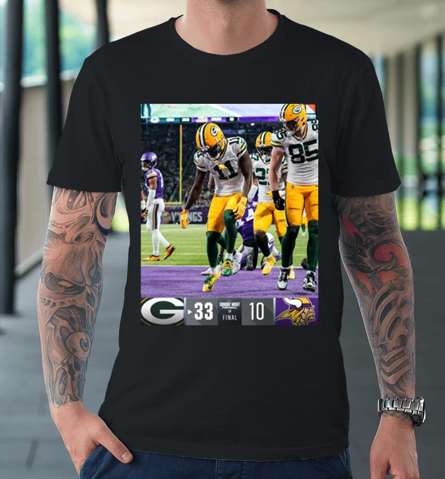 Green Bay Packers Win 33 10 Minnesota Vikings Nfl 2024 Gameday Final Score Premium T-Shirt