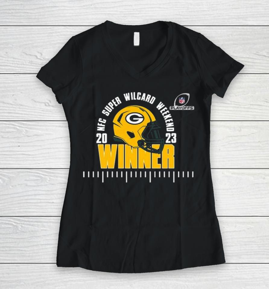 Green Bay Packers Winner Nfl Playoff Nfc Super Wildcard Weekend 2023 Women V-Neck T-Shirt