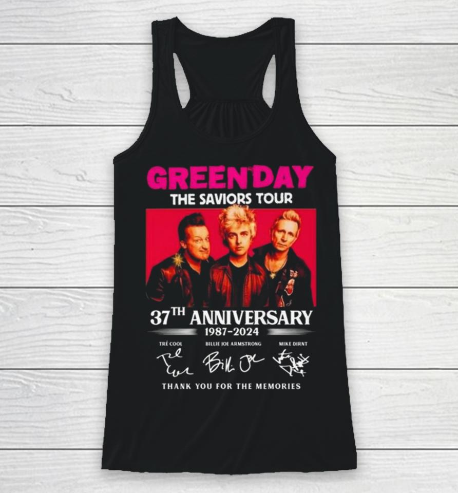 Green Day The Saviors Tour 37Th Anniversary 1987 2024 Thank You For The Memories Signatures Racerback Tank