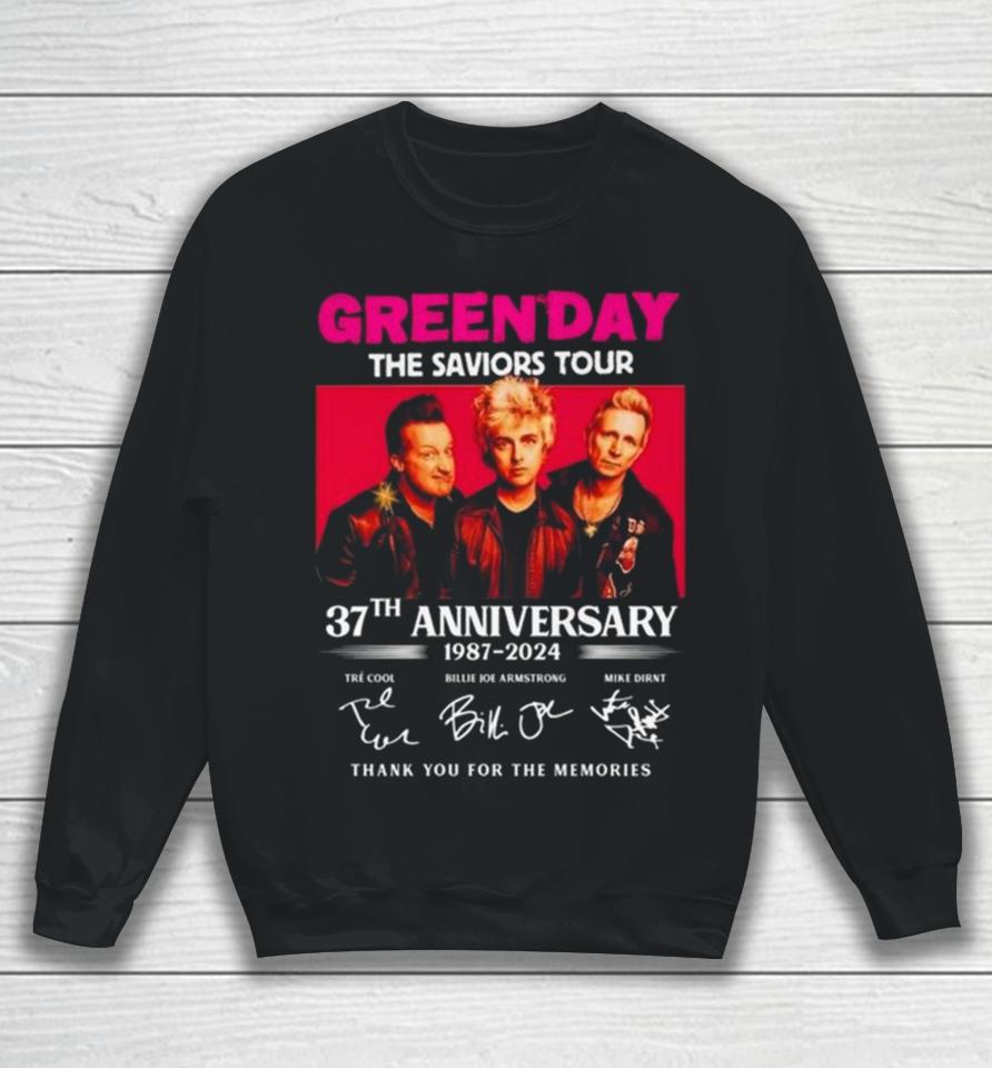 Green Day The Saviors Tour 37Th Anniversary 1987 2024 Thank You For The Memories Signatures Sweatshirt