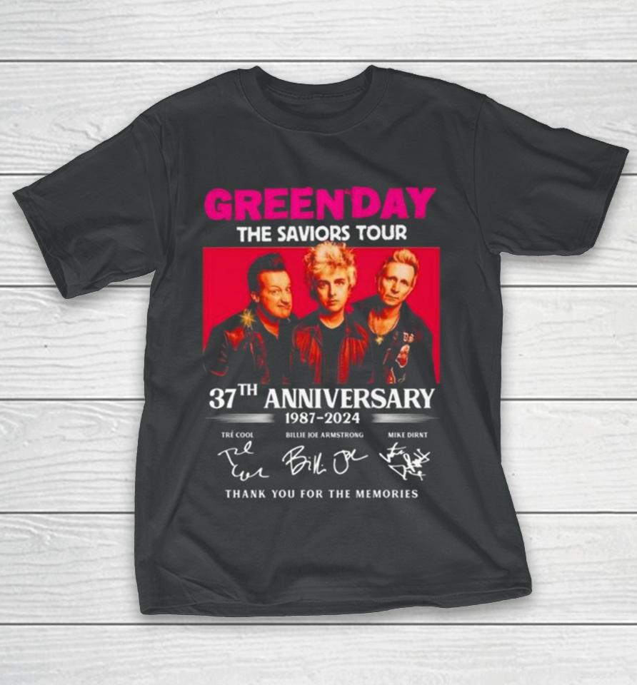 Green Day The Saviors Tour 37Th Anniversary 1987 2024 Thank You For The Memories Signatures T-Shirt