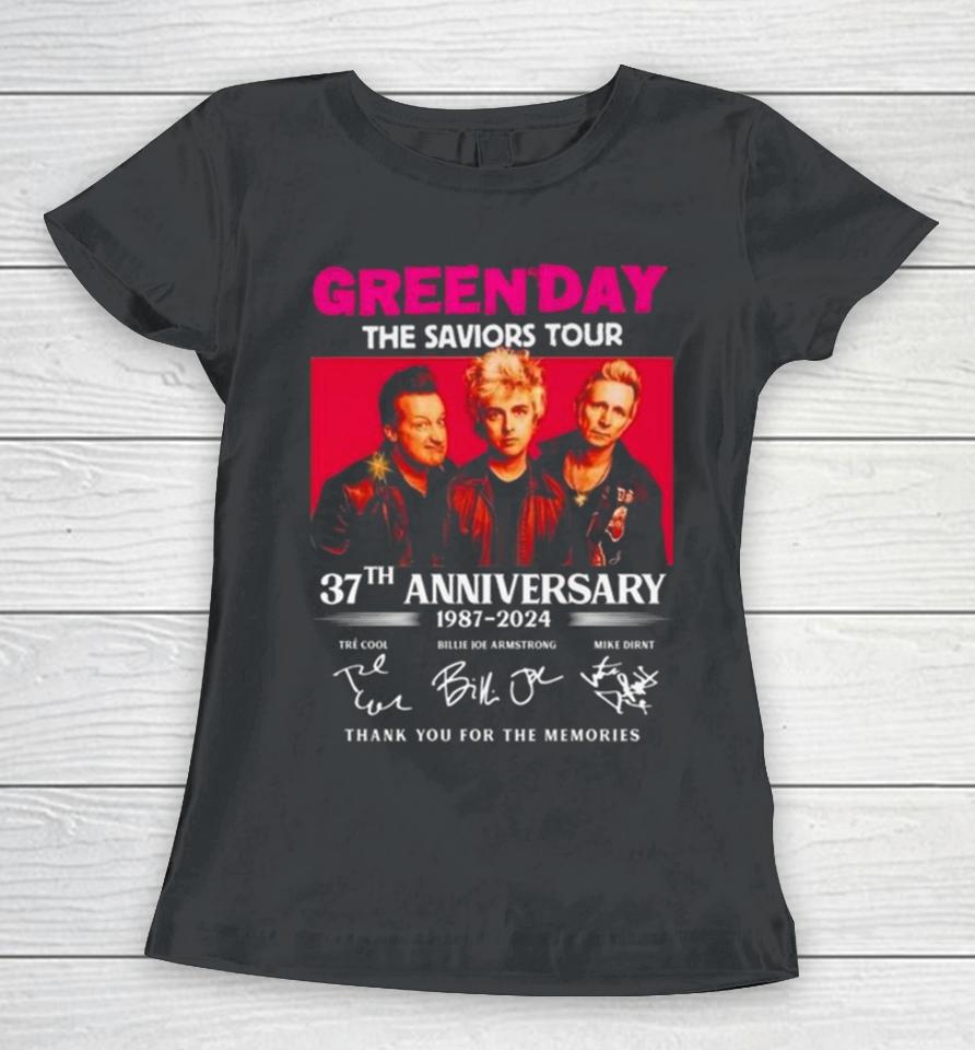 Green Day The Saviors Tour 37Th Anniversary 1987 2024 Thank You For The Memories Signatures Women T-Shirt