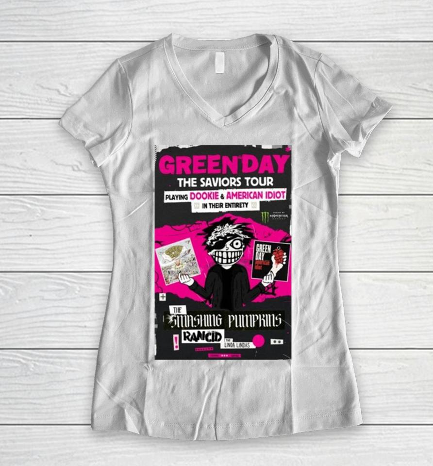 Green Day The Saviors Tour Rancid, The Smashing Pumpkins North America Tour 2024 Women V-Neck T-Shirt
