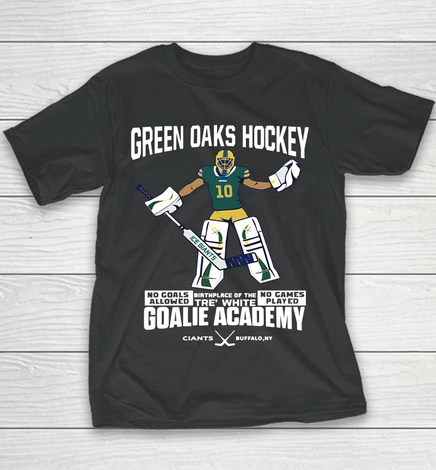 Green Oaks Hockey Tre White Goalie Academy Jon Scott Youth T-Shirt