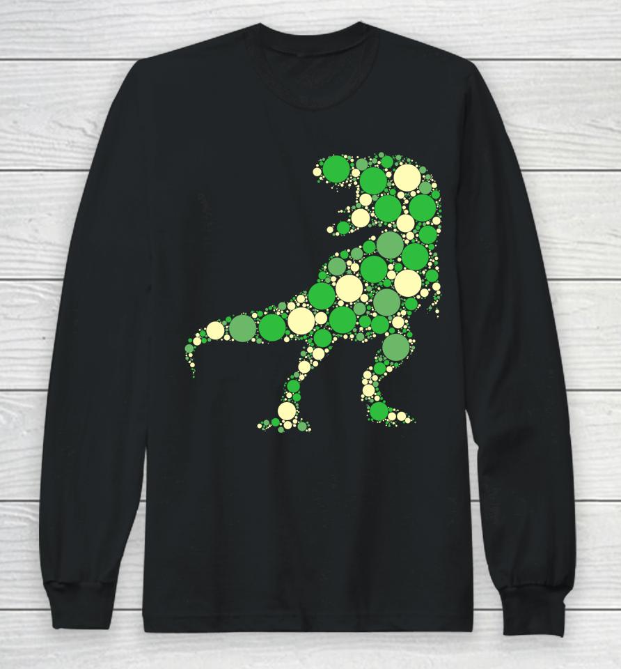 Green Polka Dot T Rex Dinosaur International Dot Day Long Sleeve T-Shirt