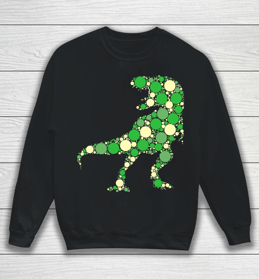 Green Polka Dot T Rex Dinosaur International Dot Day Sweatshirt