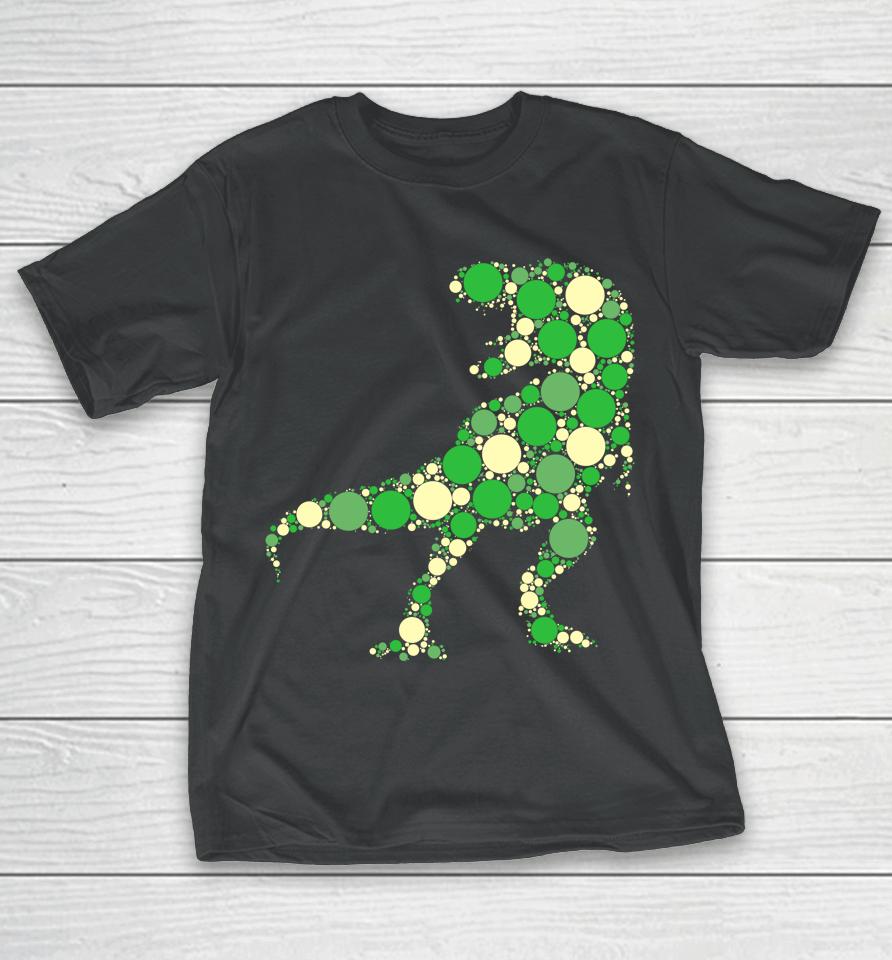 Green Polka Dot T Rex Dinosaur International Dot Day T-Shirt