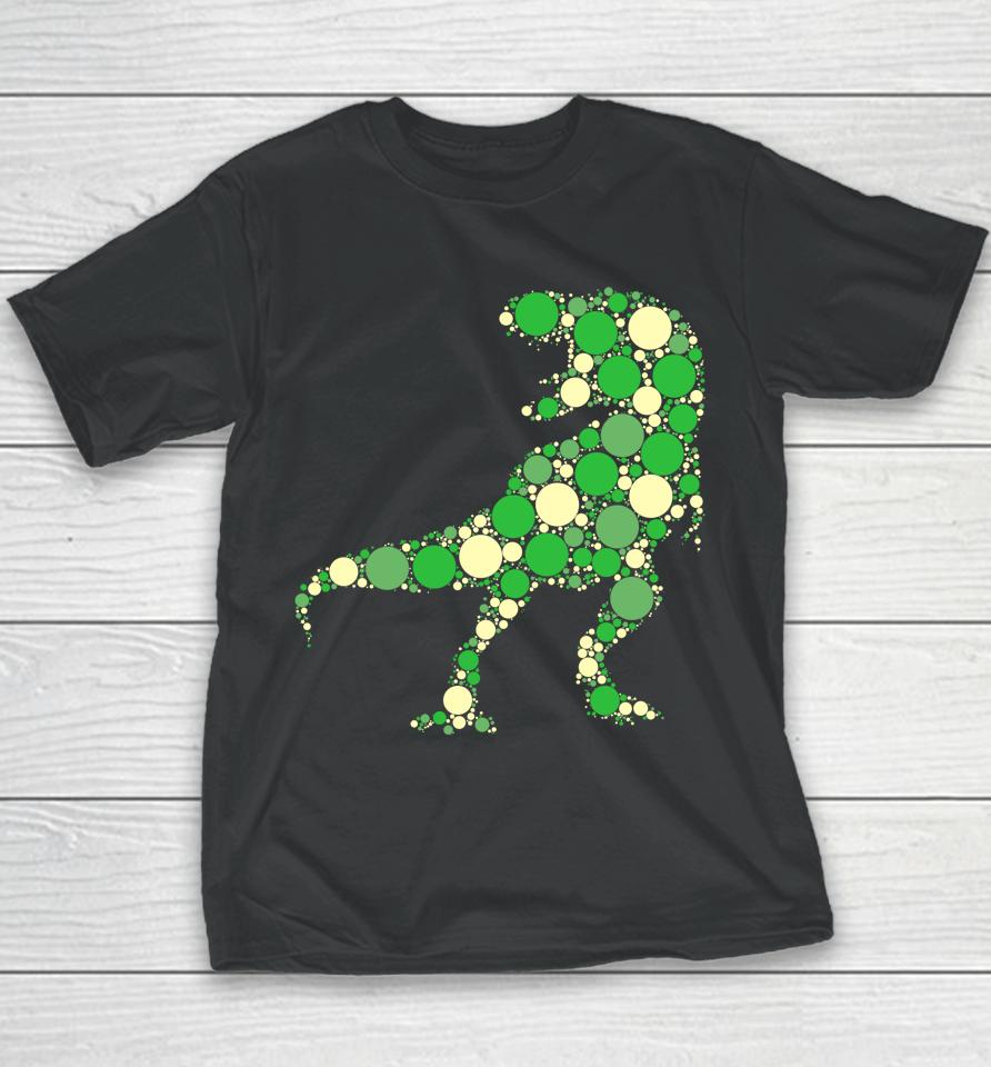 Green Polka Dot T Rex Dinosaur International Dot Day Youth T-Shirt