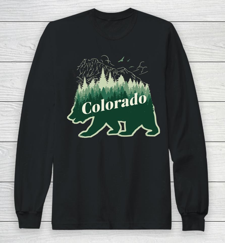 Green Winter Colorado Mountains And Bear Long Sleeve T-Shirt
