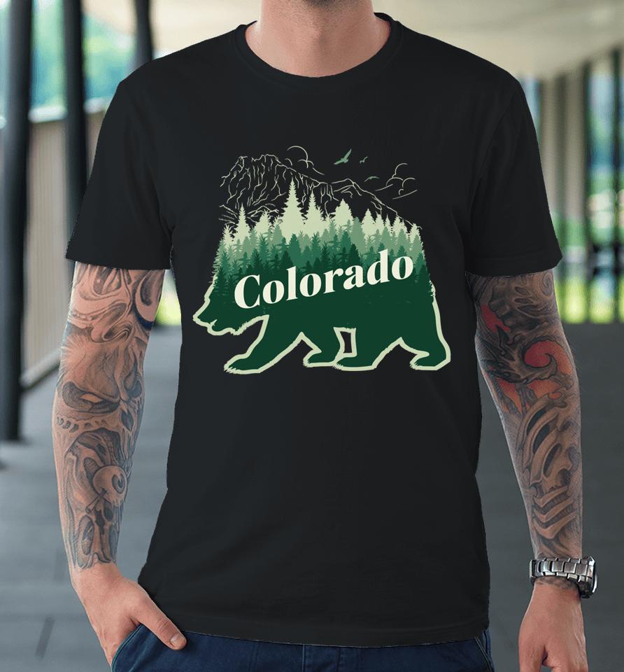 Green Winter Colorado Mountains And Bear Premium T-Shirt