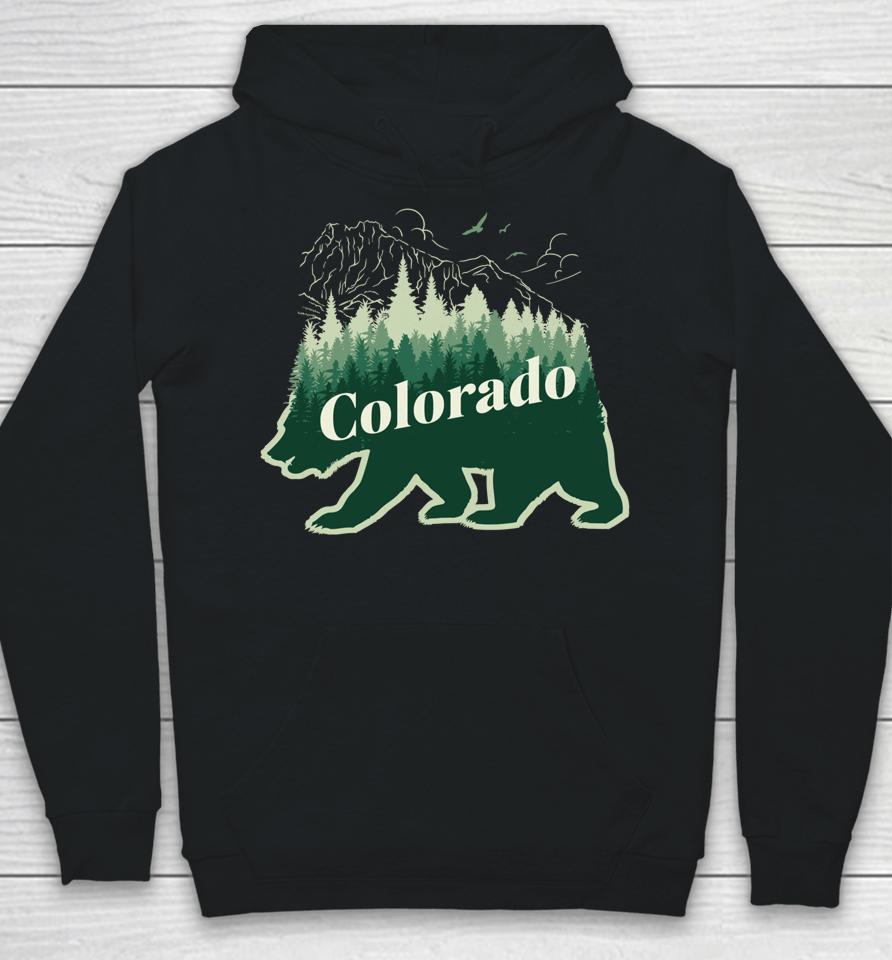 Green Winter Colorado Mountains And Bear Hoodie