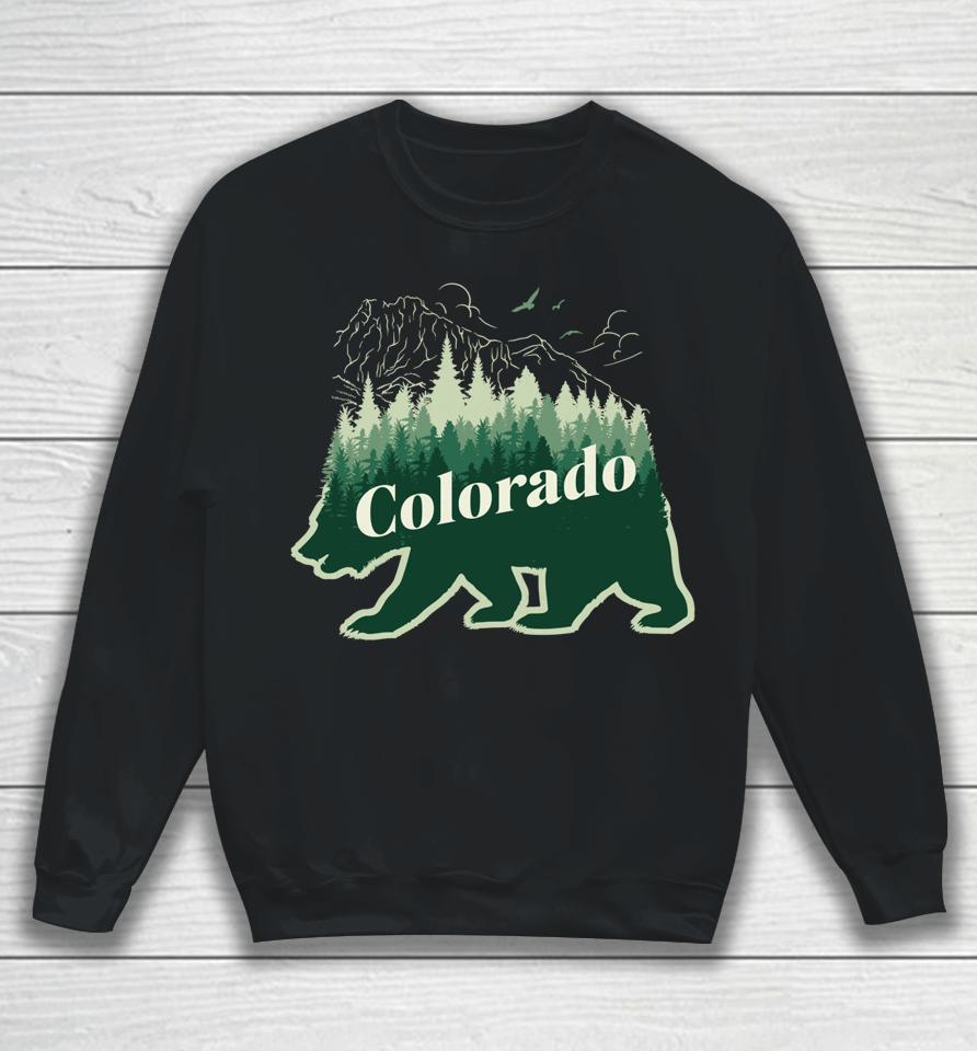 Green Winter Colorado Mountains And Bear Sweatshirt