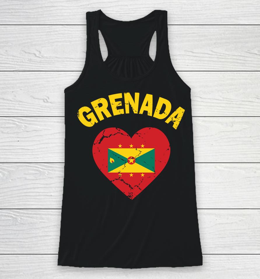 Grenadian Grenada Flag Heart Shirt Grenada Independence Day Racerback Tank