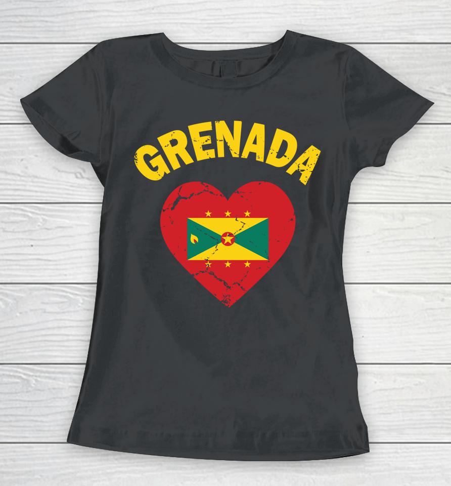 Grenadian Grenada Flag Heart Shirt Grenada Independence Day Women T-Shirt