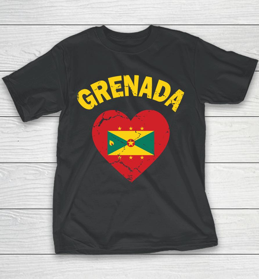 Grenadian Grenada Flag Heart Shirt Grenada Independence Day Youth T-Shirt