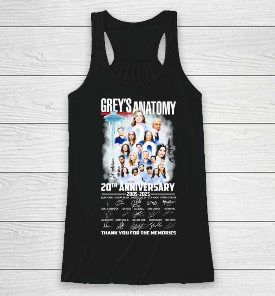 Grey’s Anatomy 20Th Anniversary 2005 2025 Thank You For The Memories Signature Racerback Tank