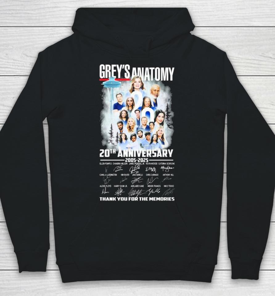 Grey’s Anatomy 20Th Anniversary 2005 2025 Thank You For The Memories Signature Hoodie