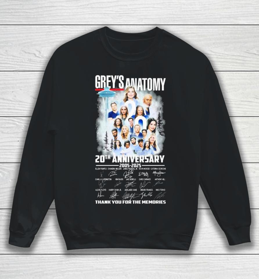 Grey’s Anatomy 20Th Anniversary 2005 2025 Thank You For The Memories Signature Sweatshirt