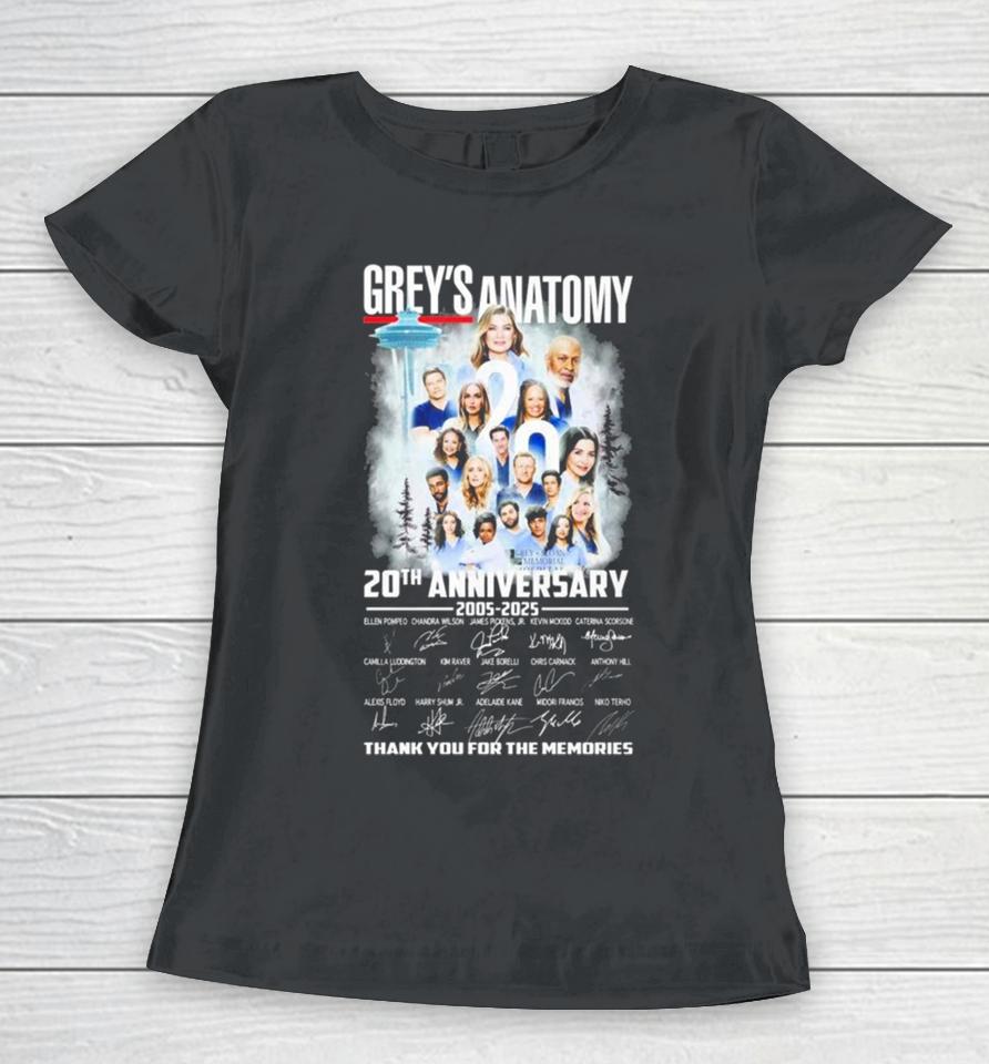 Grey’s Anatomy 20Th Anniversary 2005 2025 Thank You For The Memories Signature Women T-Shirt