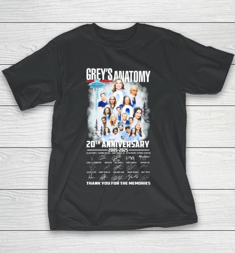 Grey’s Anatomy 20Th Anniversary 2005 2025 Thank You For The Memories Signature Youth T-Shirt