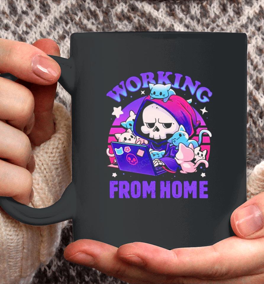 Grim Reaper Working From Home Surrounded By Cats Coffee Mug