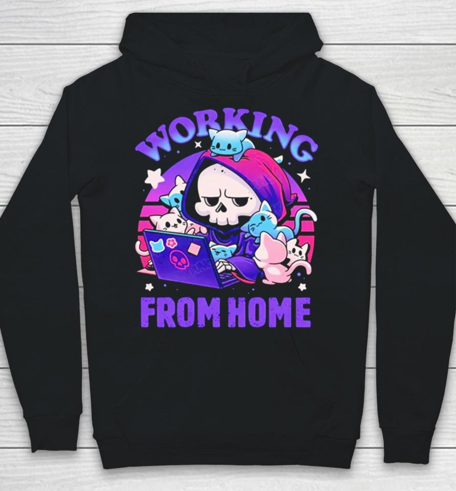 Grim Reaper Working From Home Surrounded By Cats Hoodie