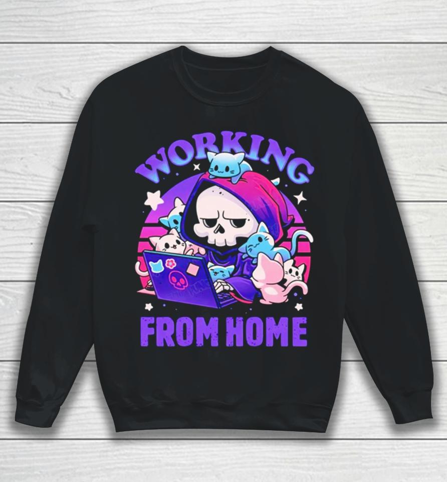 Grim Reaper Working From Home Surrounded By Cats Sweatshirt