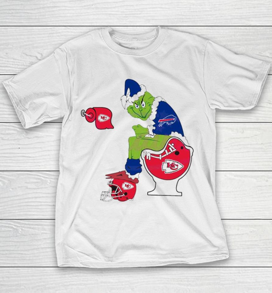 Grinch Buffalo Bills Toilet Kansas City Chiefs Football 2023 2024 Playoffs Youth T-Shirt