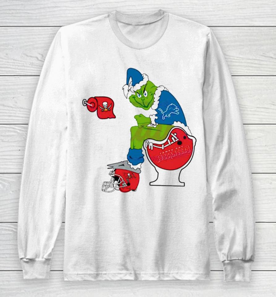 Grinch Detroit Lions Toilet Tampa Bay Buccaneers Football 2023 2024 Playoffs Long Sleeve T-Shirt