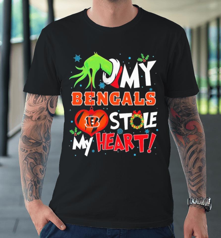 Grinch Hand My Cincinnati Bengals Stole My Heart Christmas Premium T-Shirt