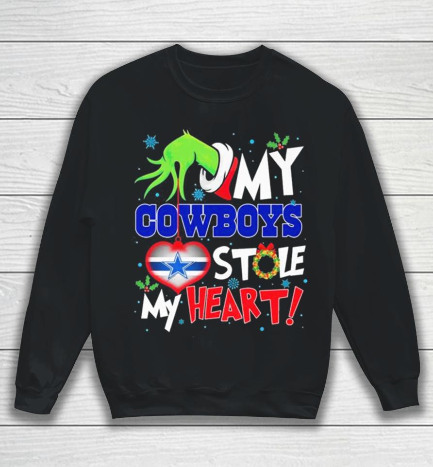 Grinch Hand My Dallas Cowboys Stole My Heart Christmas Sweatshirt