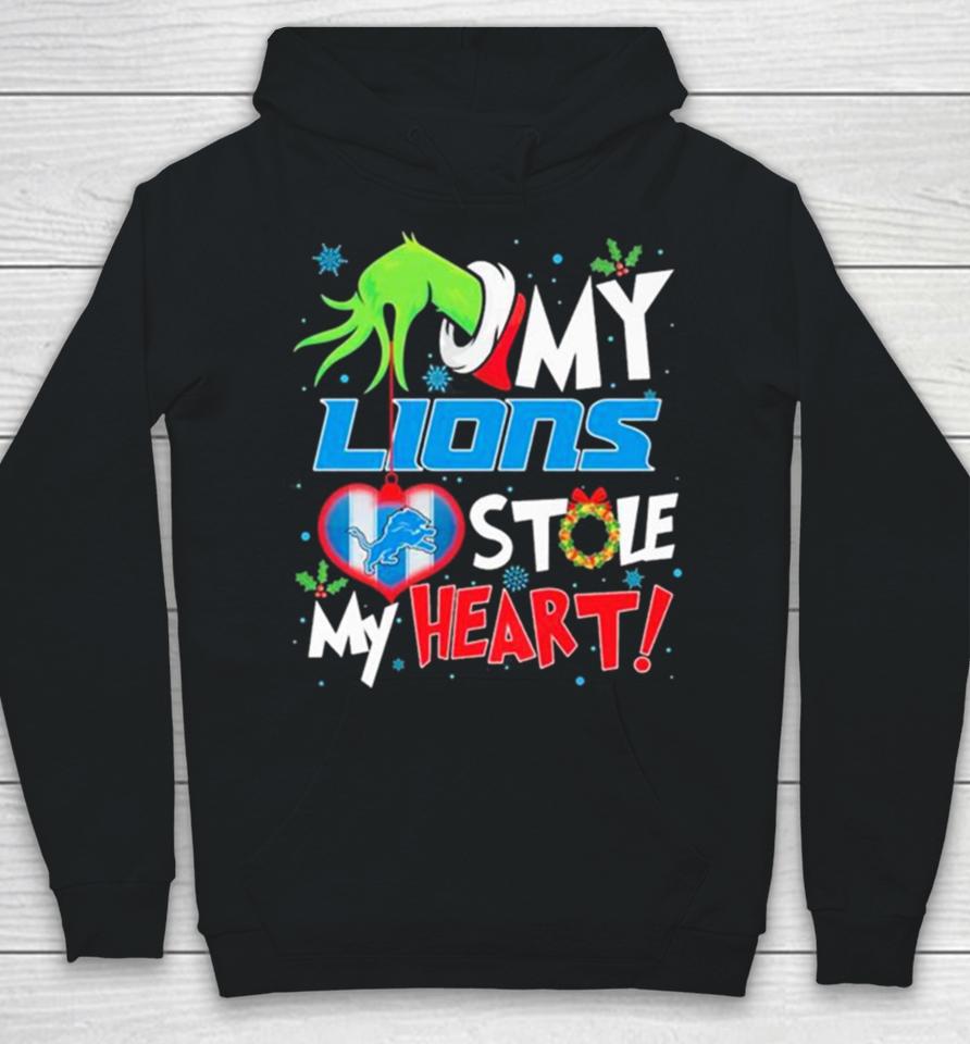 Grinch Hand My Detroit Lions Stole My Heart Christmas Hoodie