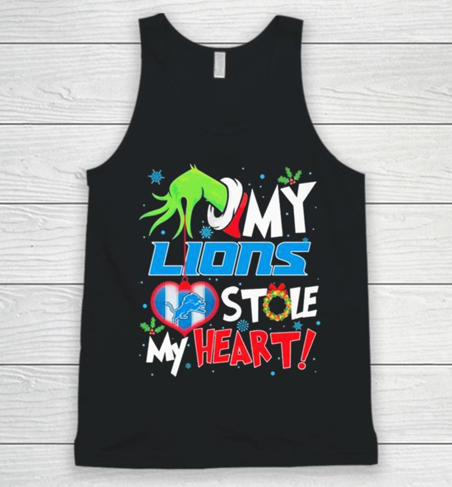 Grinch Hand My Detroit Lions Stole My Heart Christmas Unisex Tank Top