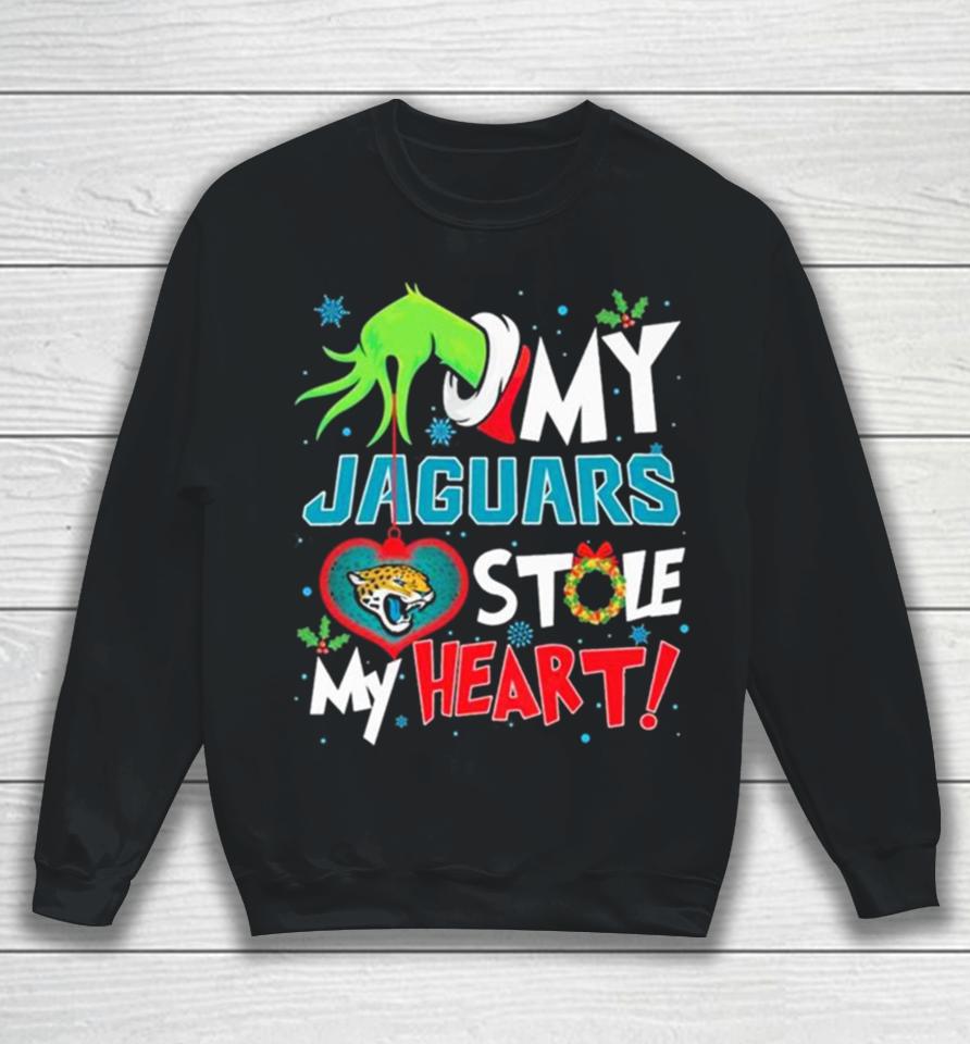 Grinch Hand My Jacksonville Jaguars Stole My Heart Christmas Sweatshirt