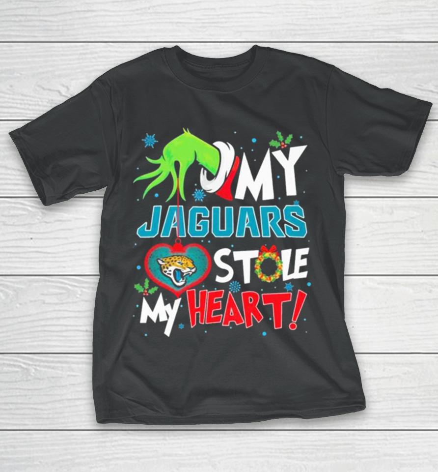 Grinch Hand My Jacksonville Jaguars Stole My Heart Christmas T-Shirt