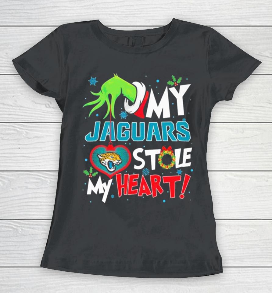 Grinch Hand My Jacksonville Jaguars Stole My Heart Christmas Women T-Shirt